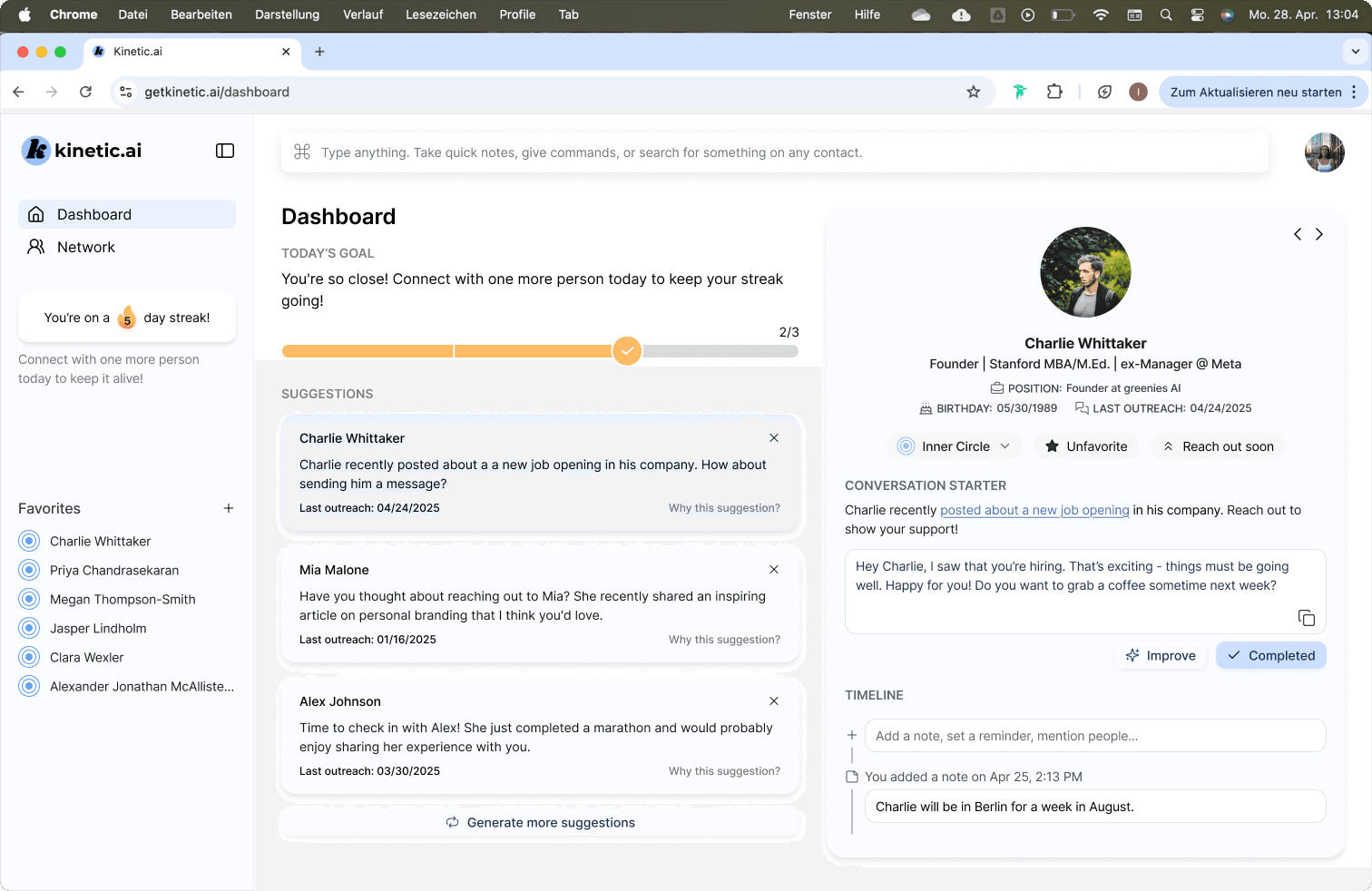 kinetic.ai platform mockup